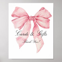 Elegante rosa Bow Cards und Gifts-Zeichen Poster