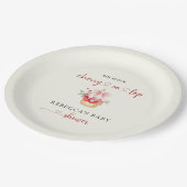 Elegante rosa Bow Cherry auf Top Baby Shower Pappteller (Schrägansicht)