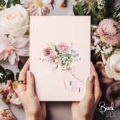 Elegante rosa Bow Coquette Floral Monogram Wedding Einladung