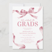 Elegante Rosa-Bow-Gemeinsame Graduierungspartei Einladung (Vorderseite)