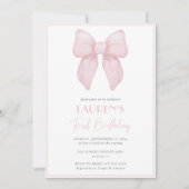 Elegante Rosa Bow Girl Einladung (Vorderseite)