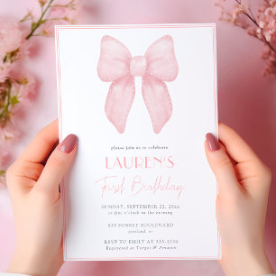 Elegante Rosa Bow Girl Einladung