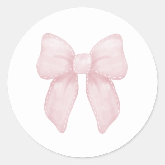 Elegante Rosa Bow Girl Runder Aufkleber (Vorderseite)