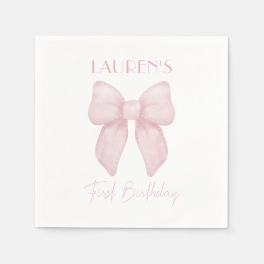 Elegante Rosa Bow Girl Serviette (Vorderseite)