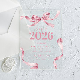 Elegante rosa Bow Graduation Party Acryleinladungen