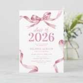 Elegante rosa Bow Graduation Party Einladung (Stehend Vorderseite)