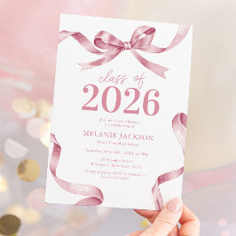 Elegante rosa Bow Graduation Party Einladung