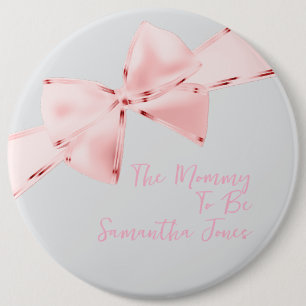 Elegante rosa Bow Mommy zu Mädchen Baby Dusche Button