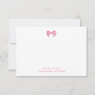 Elegante rosa Bow Personalisierte Kinderzimmer Not Dankeskarte