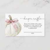 Elegante rosa Bow Pumpkin Diaper Raffle Card Begleitkarte (Vorderseite)
