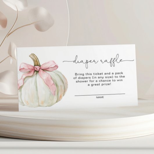 Elegante rosa Bow Pumpkin Diaper Raffle Card Begleitkarte