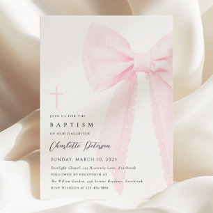 Elegante rosa Bow Taufe Einladung