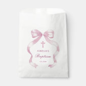 Elegante rosa Bow-Taufe Geschenktütchen (Vorderseite)