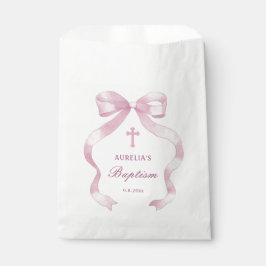 Elegante rosa Bow-Taufe Geschenktütchen