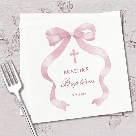 Elegante rosa Bow-Taufe Serviette