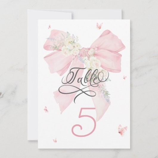 Elegante rosa Bow-Tischnummer (Vorderseite)