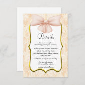 Elegante Rosa Bow Wedding Details Begleitkarte (Vorne/Hinten)
