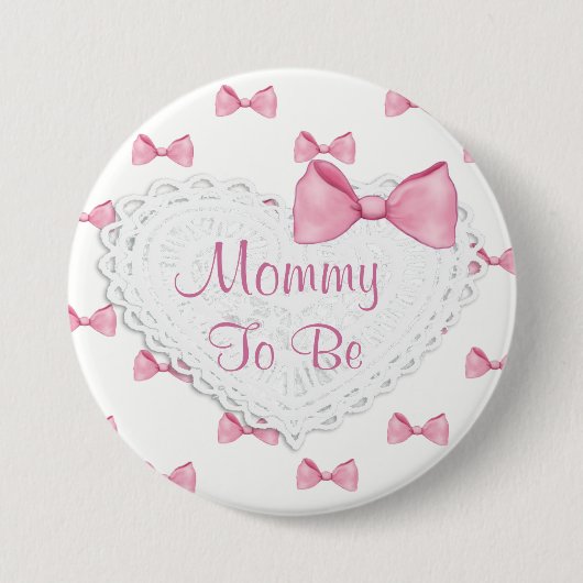 Elegante rosa Bows Mommy zum Baby Shower Knopf Button (Vorderseite)