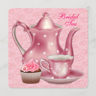 Elegante rosa Braut-Teeparty Einladung