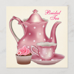 Elegante rosa Braut-Teeparty Einladung