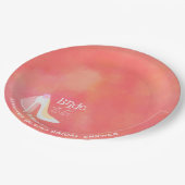 Elegante rosa Braut zum Hochzeitsfest Brautparty Pappteller (Schrägansicht)