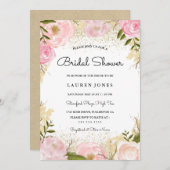 Elegante Rosa Brautdusche Einladung (Vorne/Hinten)