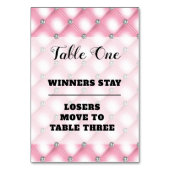 Elegante rosa Bunco Nummer Eins Tischkarte Tischnummer (Rückseite)