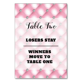 Elegante rosa Bunco Nummer Zwei Tischkarte Tischnummer