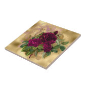 Elegante Rosa Burgundy Gold Rose Fliese (Seite)