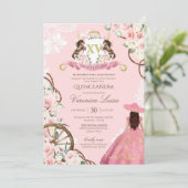 Elegante Rosa Charro Quinceanera Einladung (Stehend Vorderseite)