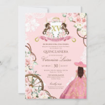 Elegante Rosa Charro Quinceanera Einladung