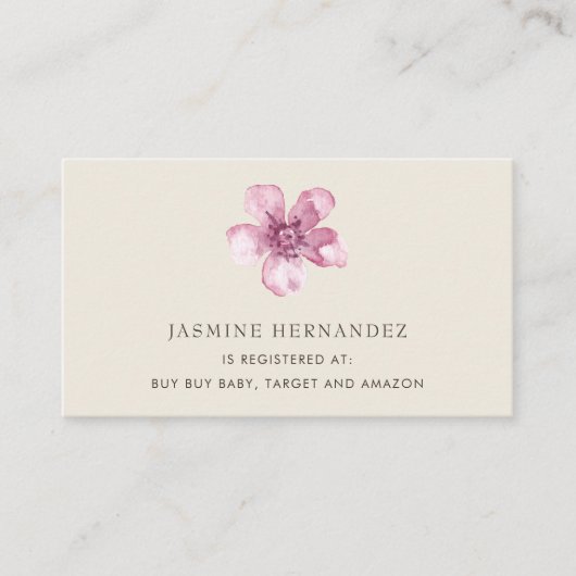 Elegante rosa Cherry Blossom Gift Registry Begleitkarte (Vorderseite)