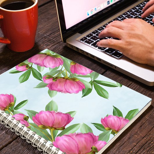 Elegante Rosa Chic Floral Peonies Notizblock