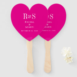 Elegante Rosa Chic Moderne Monogram Wedding Fächer