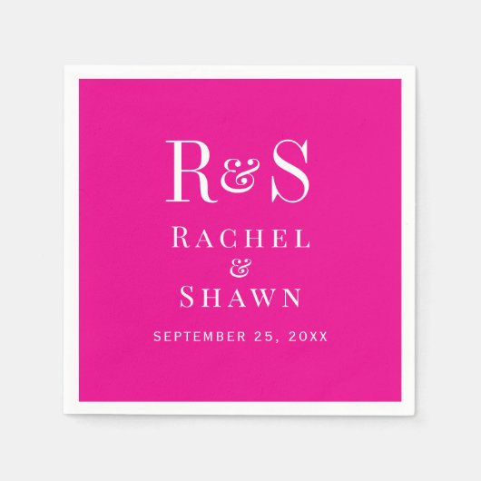 Elegante Rosa Chic Moderne Monogram Wedding Serviette (Vorderseite)