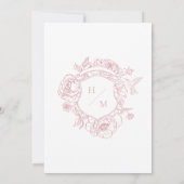 Elegante Rosa Chinoiserie Bird & Wappen Wedding Einladung (Rückseite)