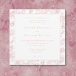 Elegante Rosa Chinoiserie Bird & Wappen Wedding Einladung<br><div class="desc">Genießen Sie Ihren besonderen Tag mit unserer Vintagen Barockhochzeit, einem Meisterwerk zeitloser Eleganz. Dieses Design mit einer zarten französisch staubigen, rosa Chinoiserie-Grenze mit feinen Linien-Kunst-Blume und einem Vogel auf einem unberührten weißen Hintergrund strahlt klassischen Charme und Eleganz aus. Seine Einfachheit unterstreicht seine raffinierten Details und schafft ein Design, das so...</div>