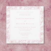 Elegante Rosa Chinoiserie Bird & Wappen Wedding