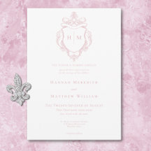 Elegante Rosa Chinoiserie Bird & Wappen Wedding