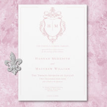 Elegante Rosa Chinoiserie Bird & Wappen Wedding