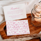 Elegante Rosa Chinoiserie Blumenzwiebelempfang Begleitkarte