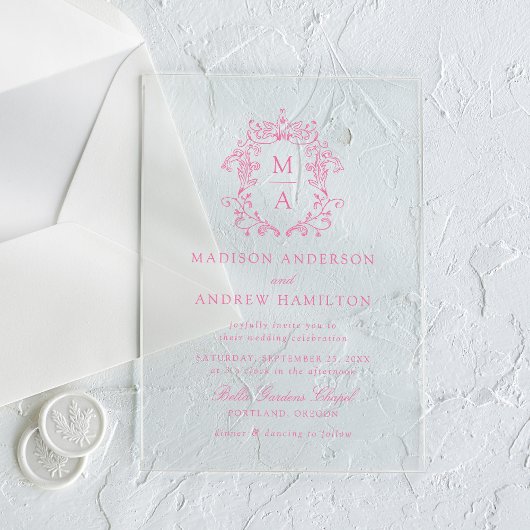 Elegante Rosa Chinoiserie Viktorianische Blumenhoc Acryleinladungen