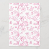 Elegante Rosa Chinoiserie Viktorianische Blumenhoc Menükarte (Rückseite)