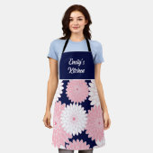 Elegante rosa Chrysanthemen-Blumen Navy Schürze (Getragen)