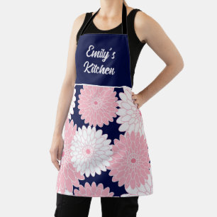 Elegante rosa Chrysanthemen-Blumen Navy Schürze
