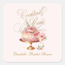 Elegante rosa Cocktails und Torte Brautparty