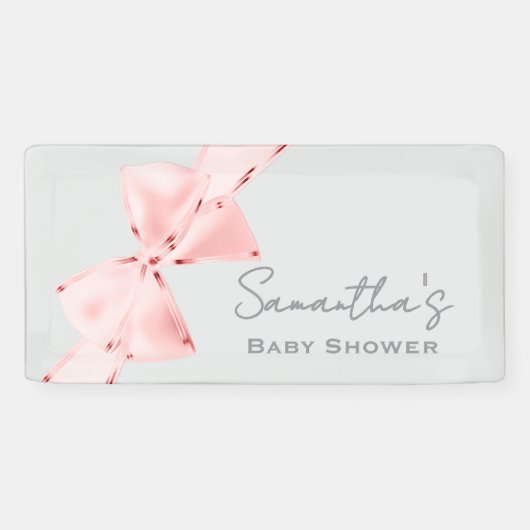Elegante rosa Coquette Bow Baby Dusche Banner (Horizontal)