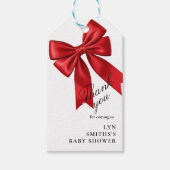 Elegante rosa Coquette Bow Baby Dusche Vielen Dank Geschenkanhänger (Vorderseite)