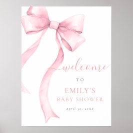 Elegante Rosa Coquette Bow Girl Baby Dusche Willko Poster