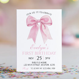 Elegante Rosa Coquette Bow Girl Einladung